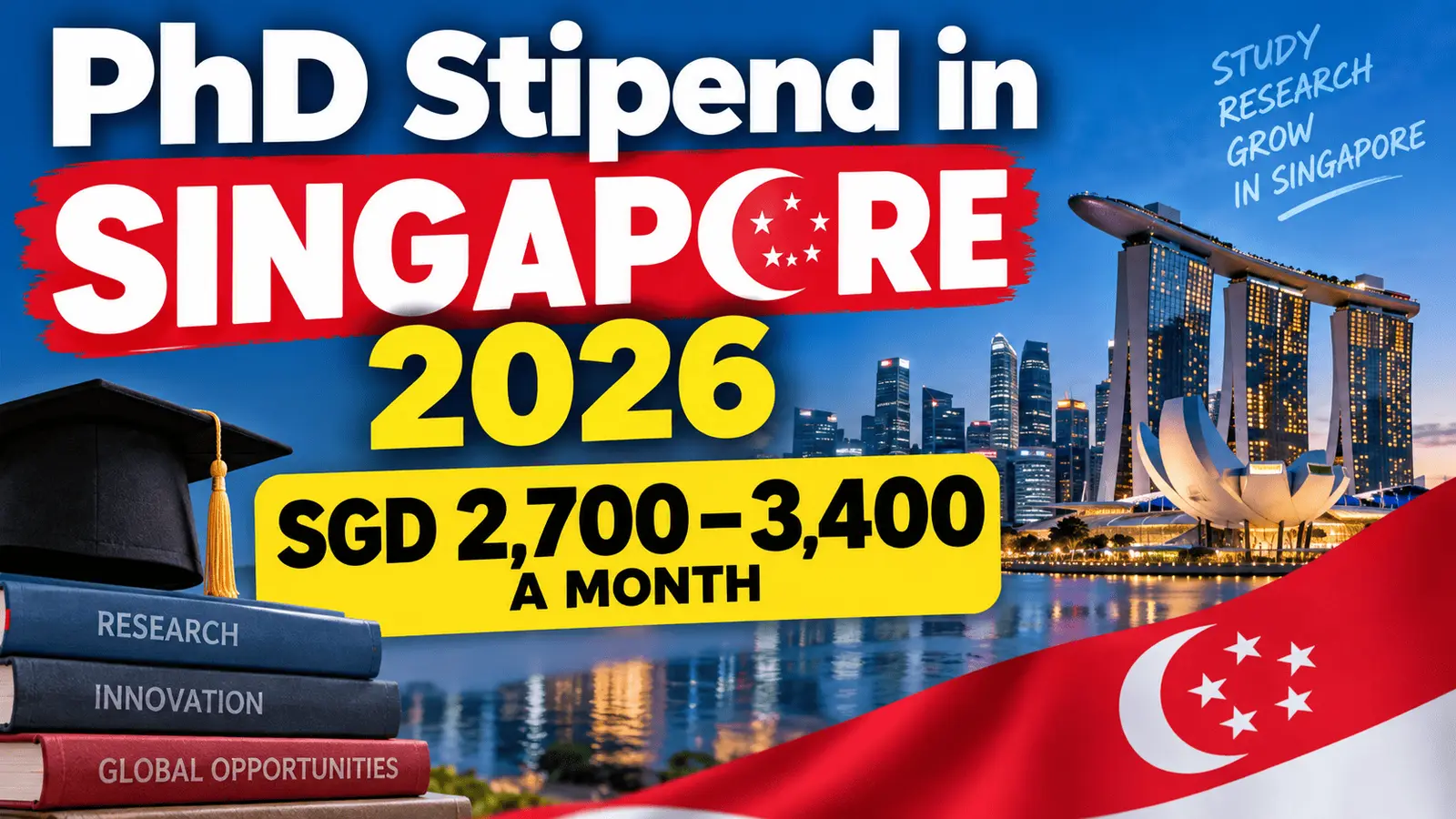 PhD Stipend in Singapore 2026: SGD 2,700–3,400 a Month at NUS and NTU